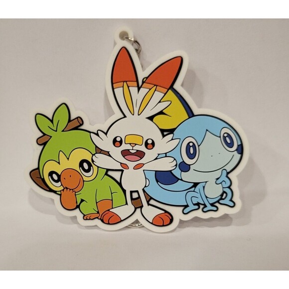 Pokemon Galarian Starter Trio Keychain Bag Dangler Grookey, Scorbunny, Sobble - Picture 2 of 3